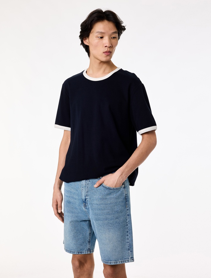  Rahat Kalıp Pamuklu Bermuda Jean Şort