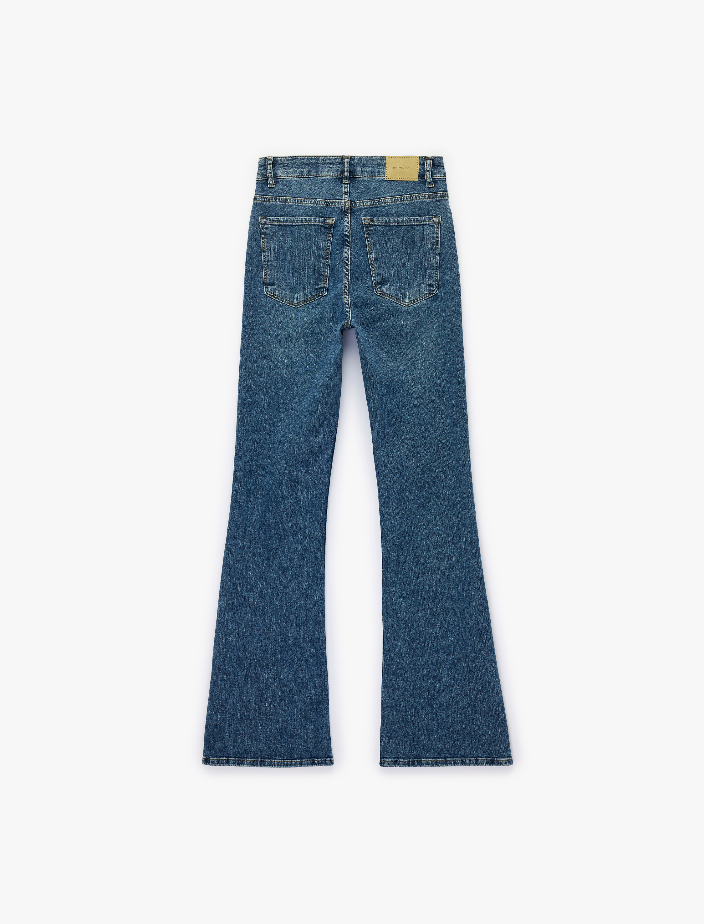   Pamuklu Dar Kalıp Düğmeli İspanyol Paça Denim Pantolon - Flare Jeans