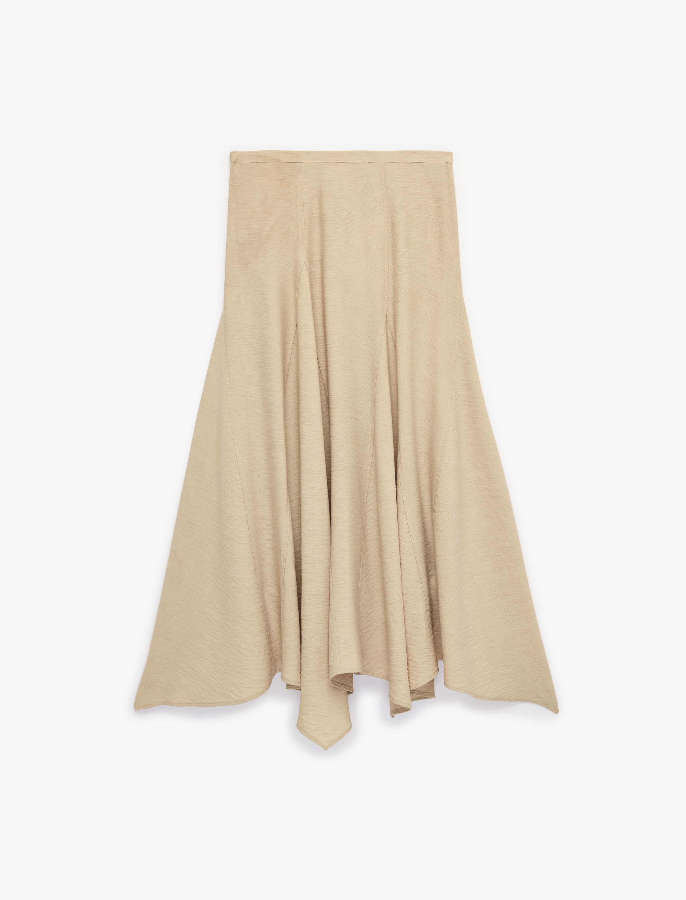   Viskon Kumaş Rahat Kalıp Asimetrik Kesim Midi Kloş Etek