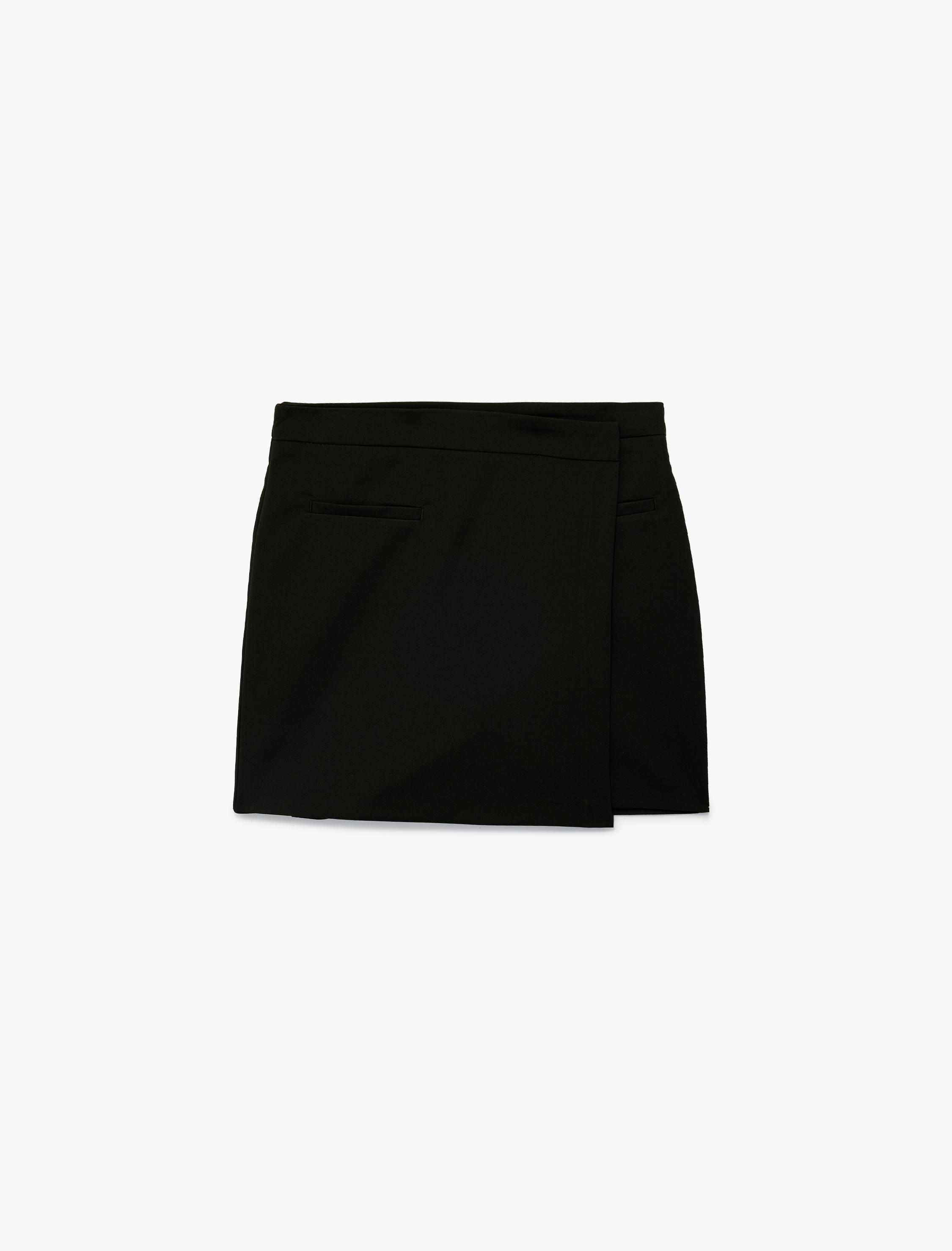   Yüksek Bel Cep Detaylı Viskon Karışımlı Mini Şort Etek