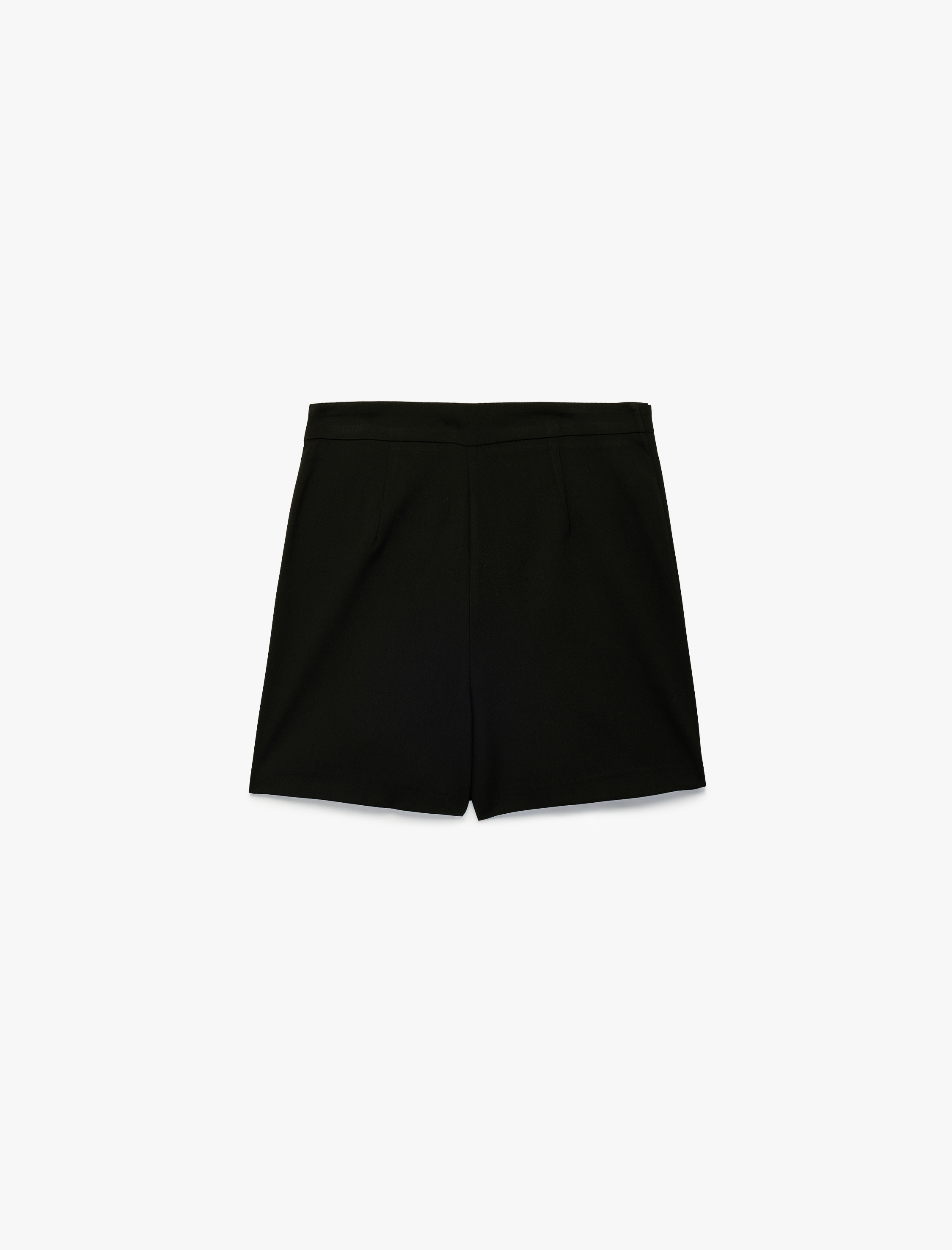   Yüksek Bel Cep Detaylı Viskon Karışımlı Mini Şort Etek