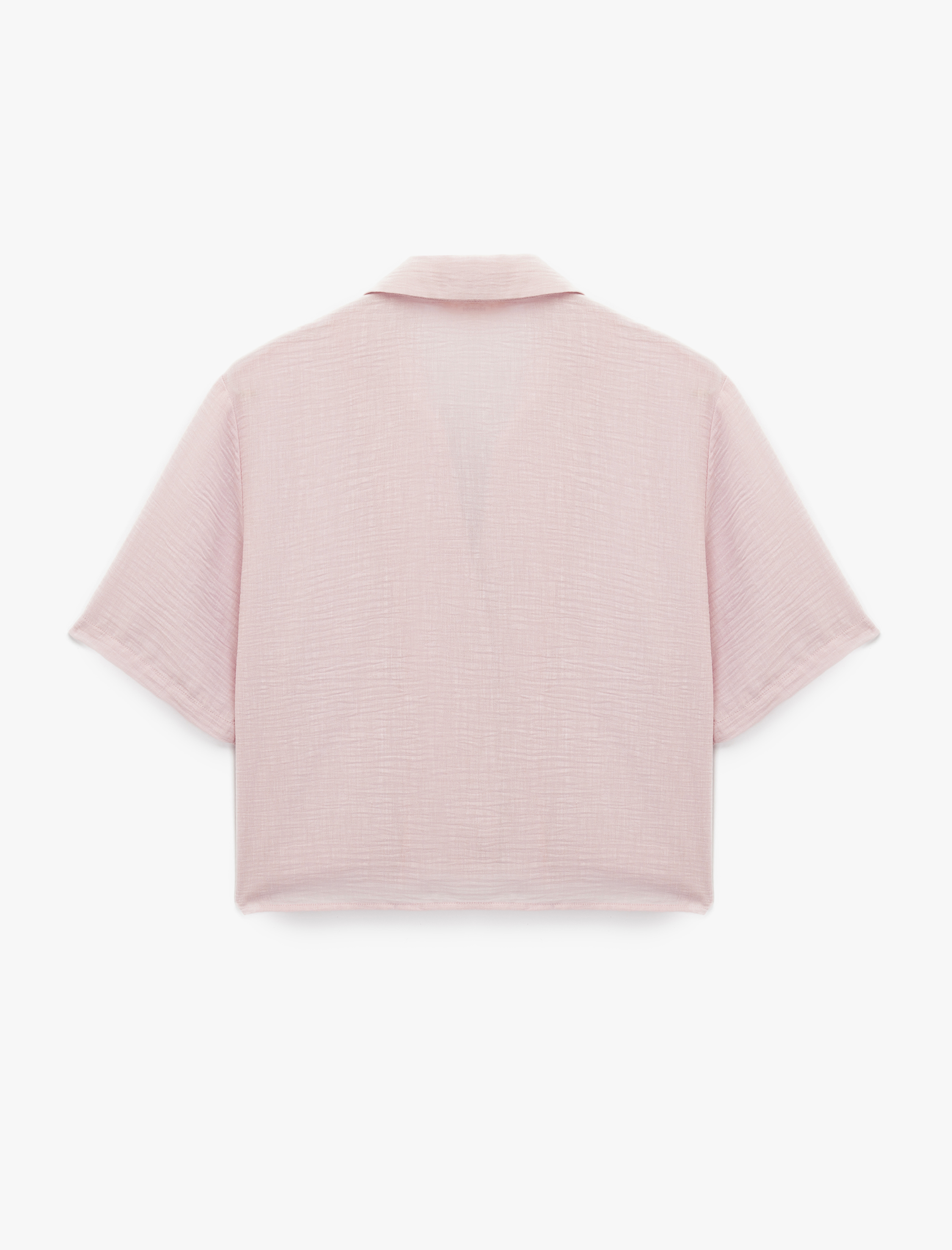   Keten Görünümlü Klasik Yaka Kısa Kollu Gömlek