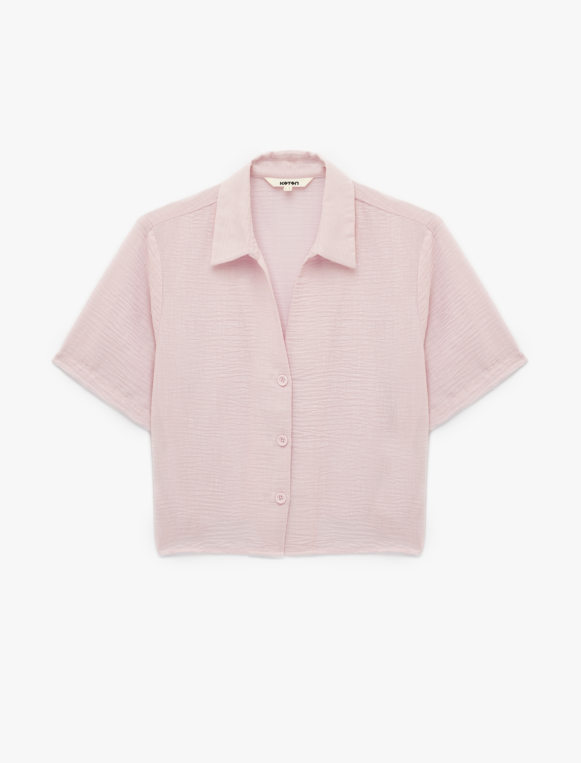   Keten Görünümlü Klasik Yaka Kısa Kollu Gömlek