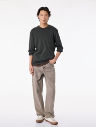 Regular Fit Pamuklu Uzun Kollu Bisiklet Yaka Tişört