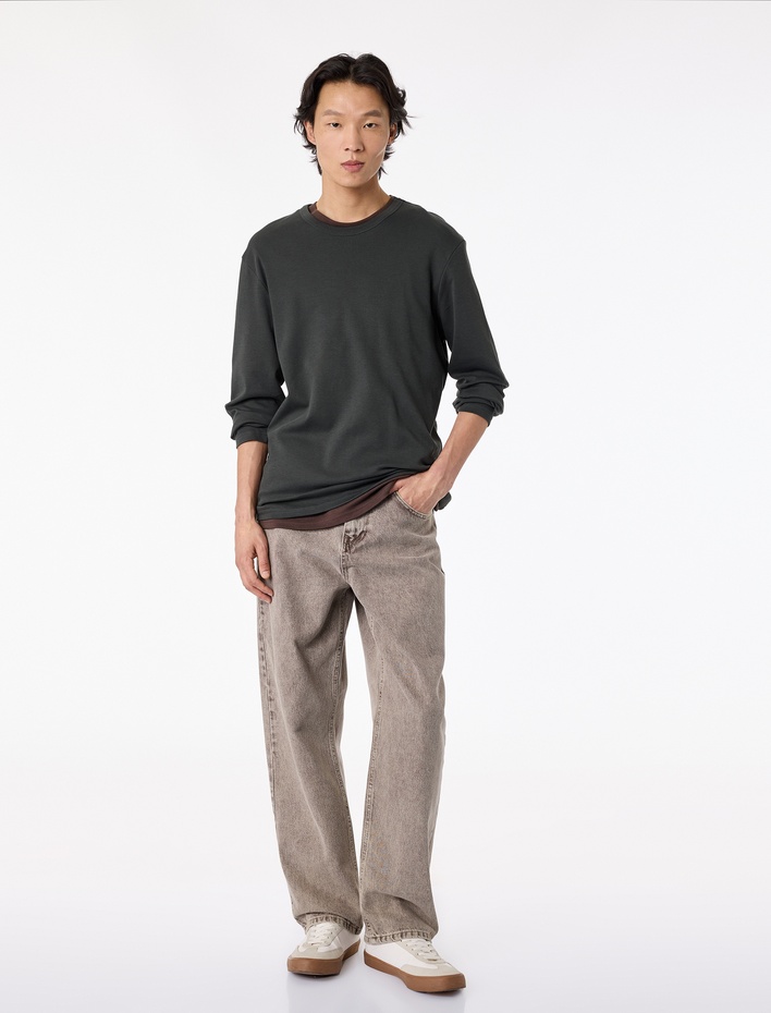  Regular Fit Pamuklu Kısa Kollu Bisiklet Yaka Tişört