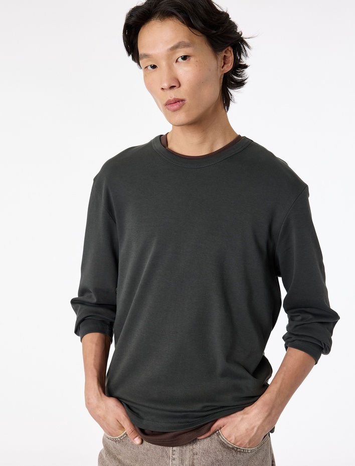  Regular Fit Pamuklu Kısa Kollu Bisiklet Yaka Tişört