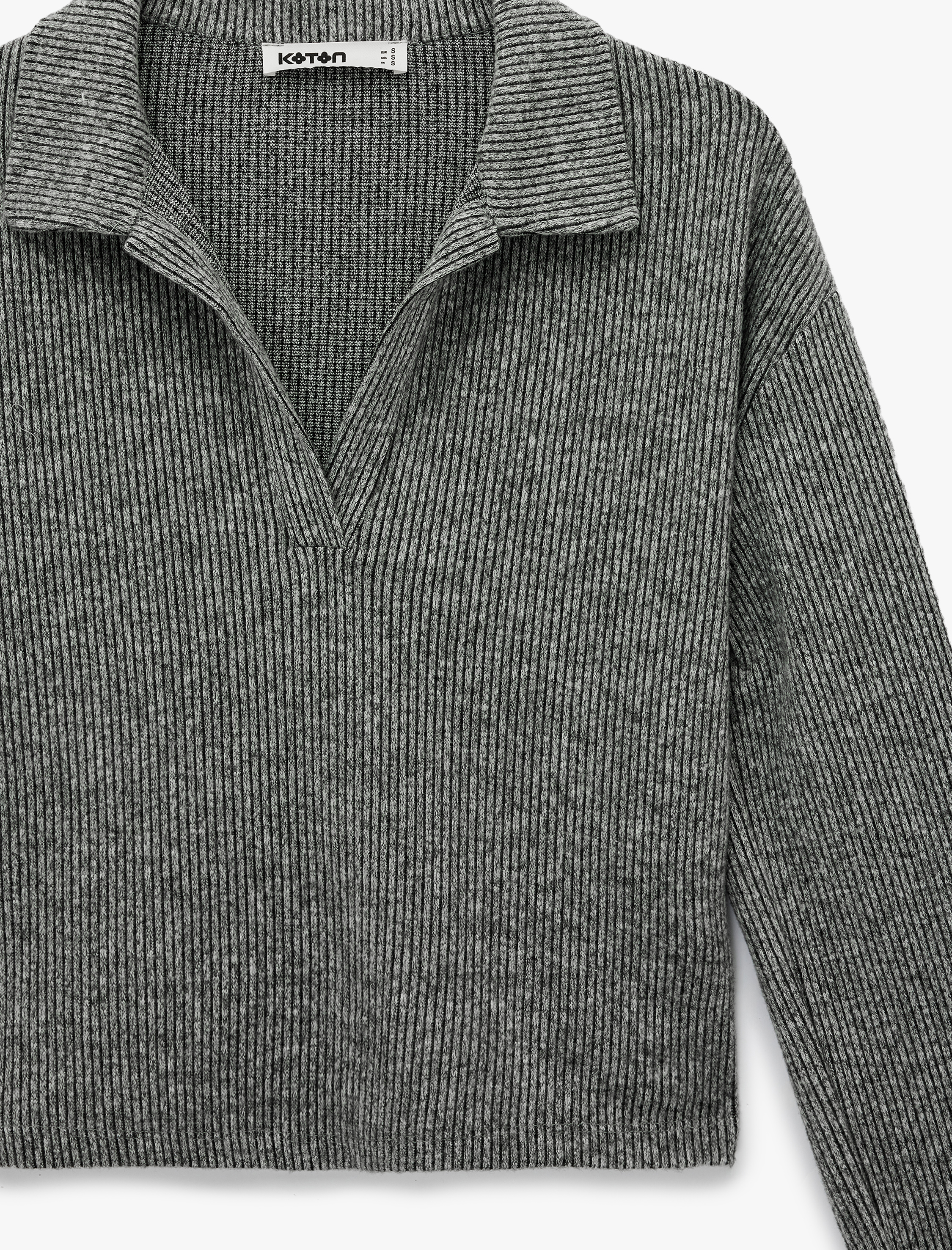   Uzun Kollu Polo Yaka Fitilli Tişört