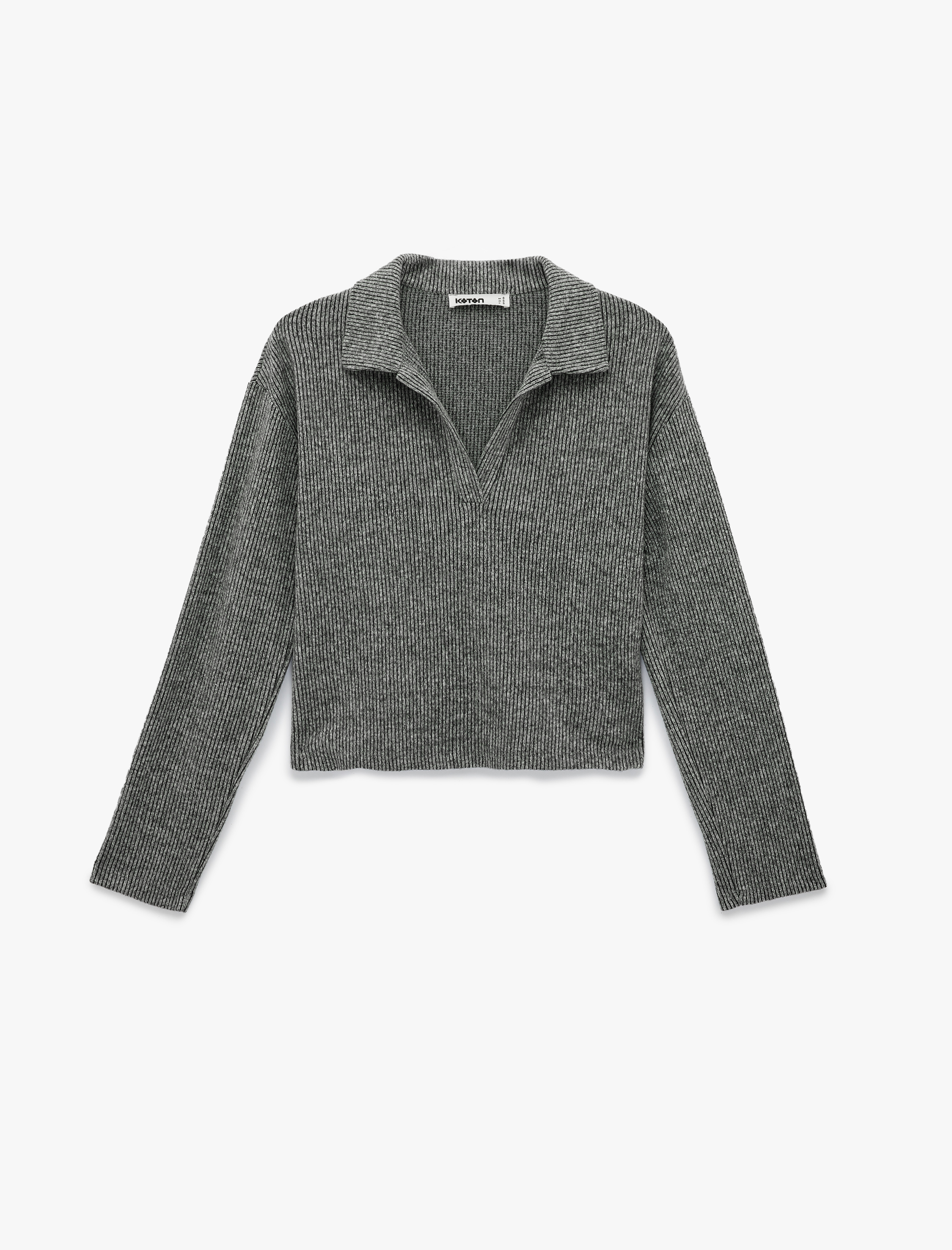   Uzun Kollu Polo Yaka Fitilli Tişört