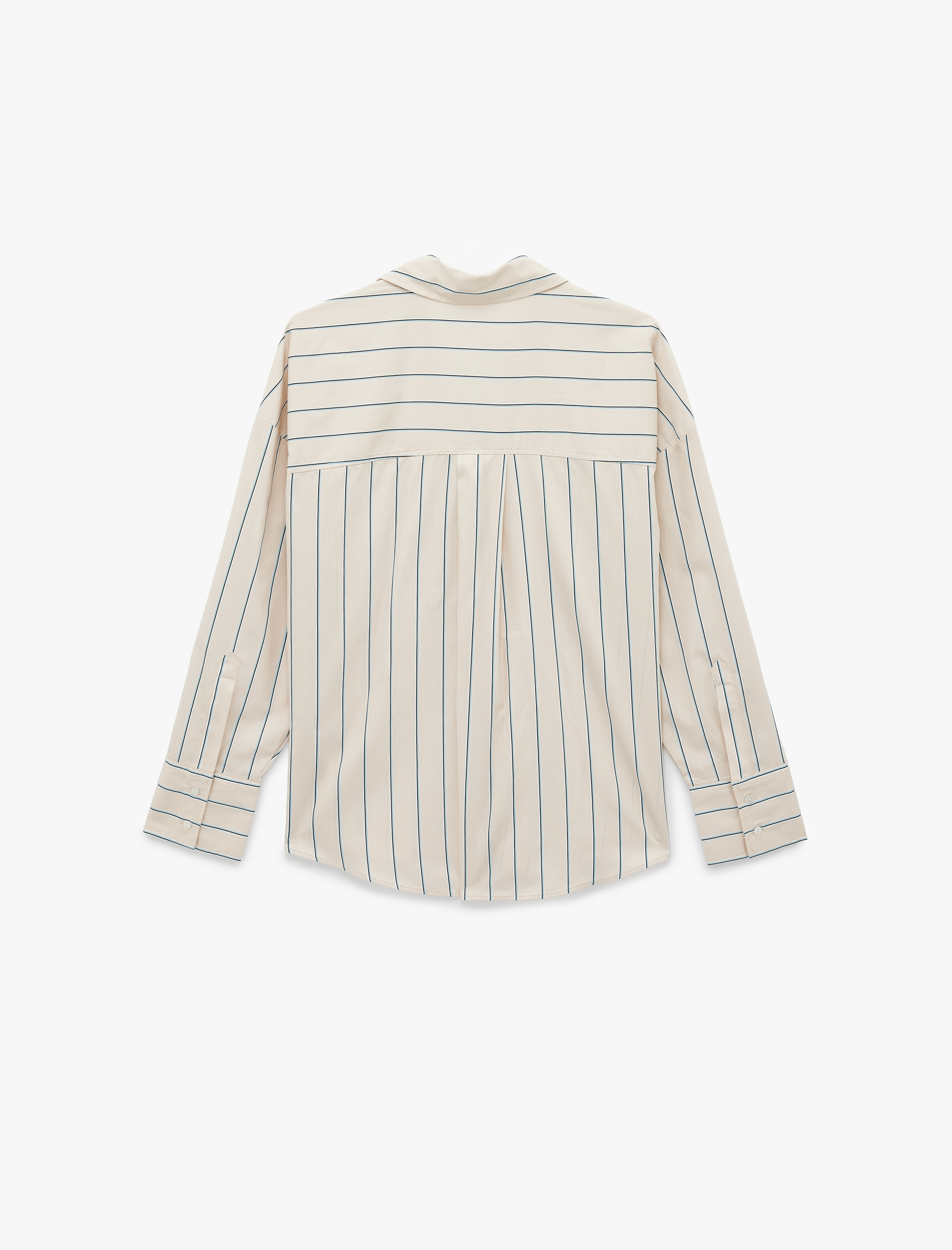   Pamuklu Regular Fit Uzun Kollu Düğmeli Çizgili Poplin Gömlek