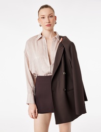 Rahat Kalıp Düğmeli Uzun Kollu Klasik Yaka Saten Gömlek