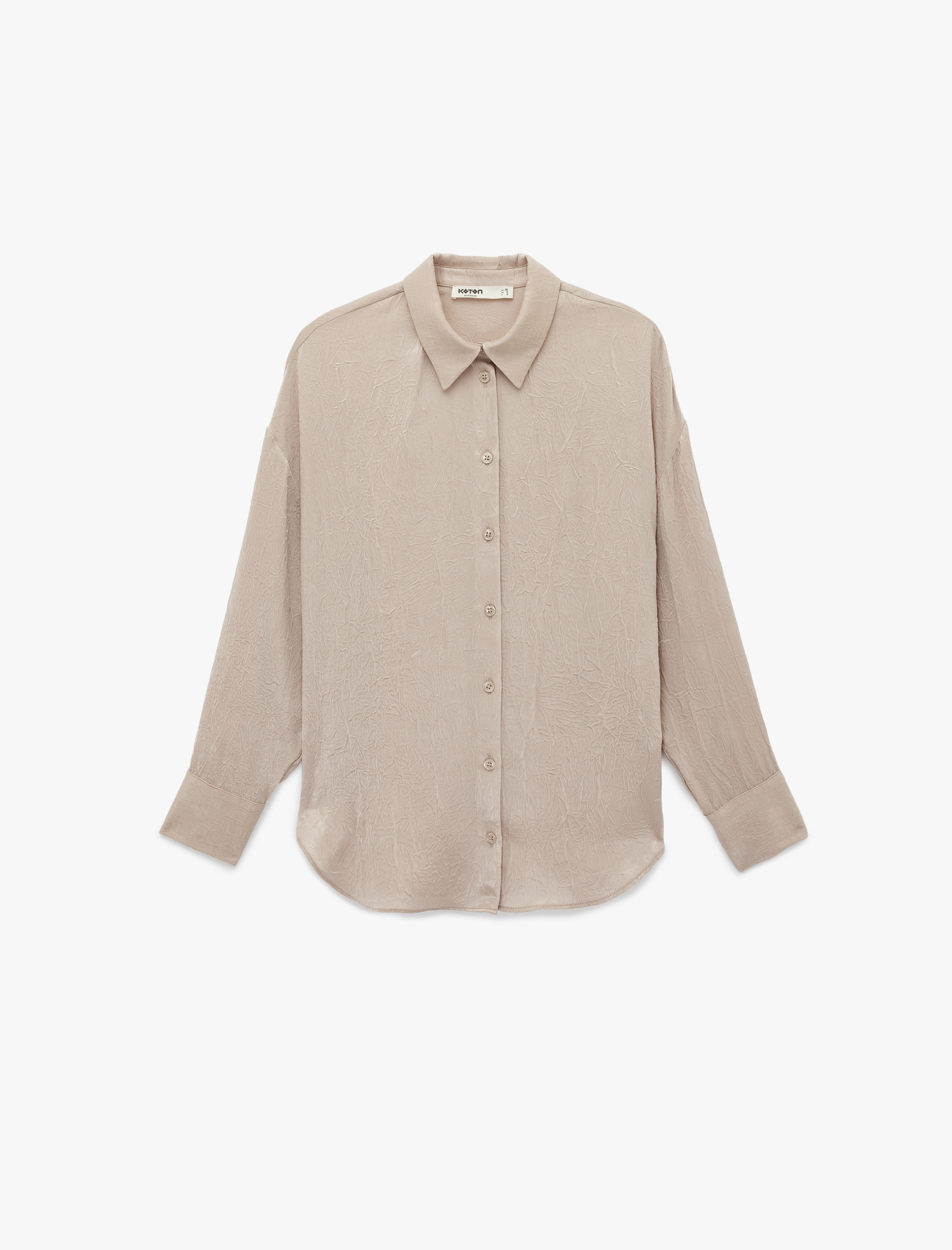   Rahat Kalıp Düğmeli Uzun Kollu Klasik Yaka Saten Gömlek