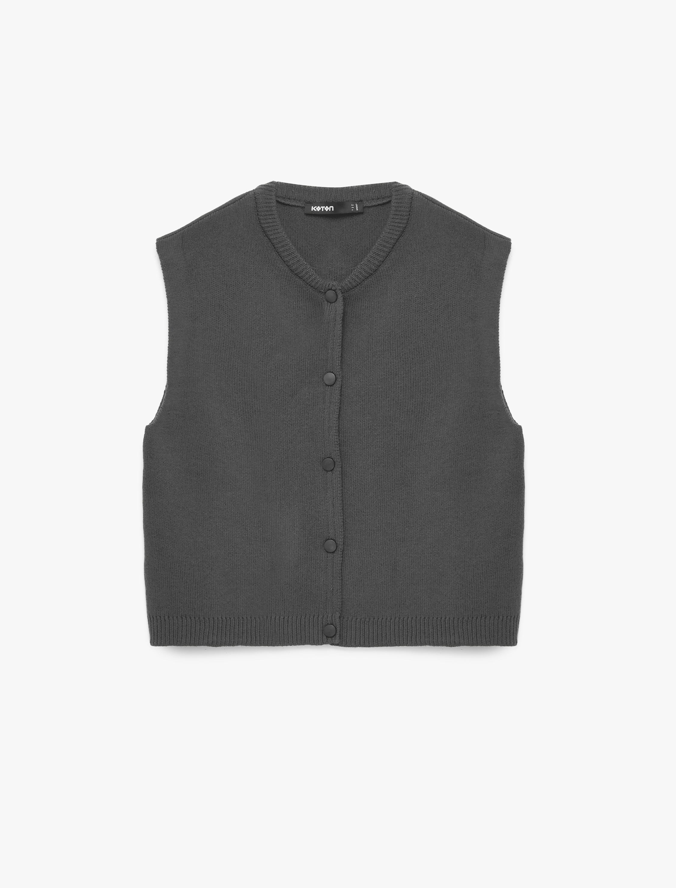   Düğmeli Kolej Yaka Triko Yelek