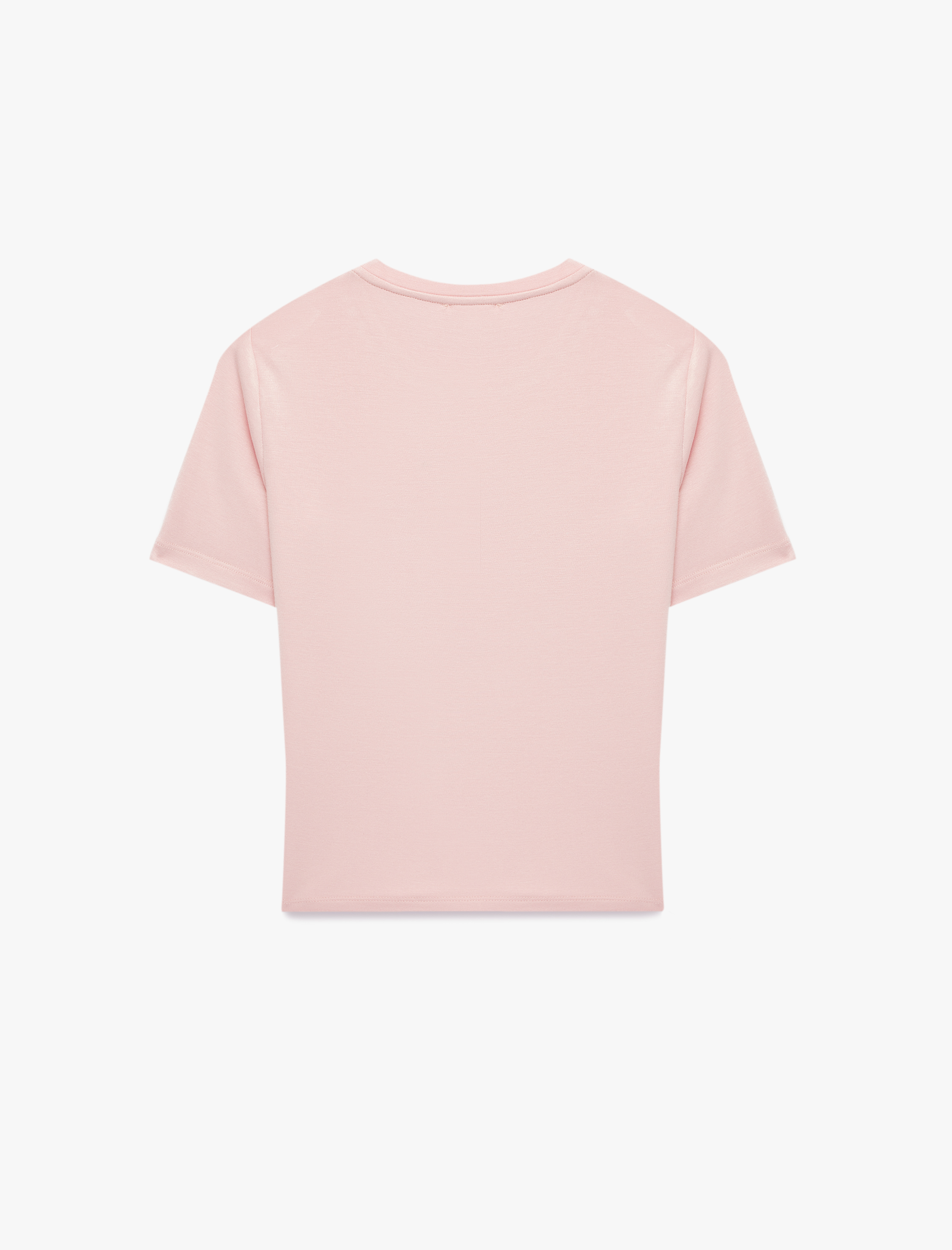   Regular Fit Kısa Kollu İnci Detaylı Bisiklet Yaka Viskon Tişört