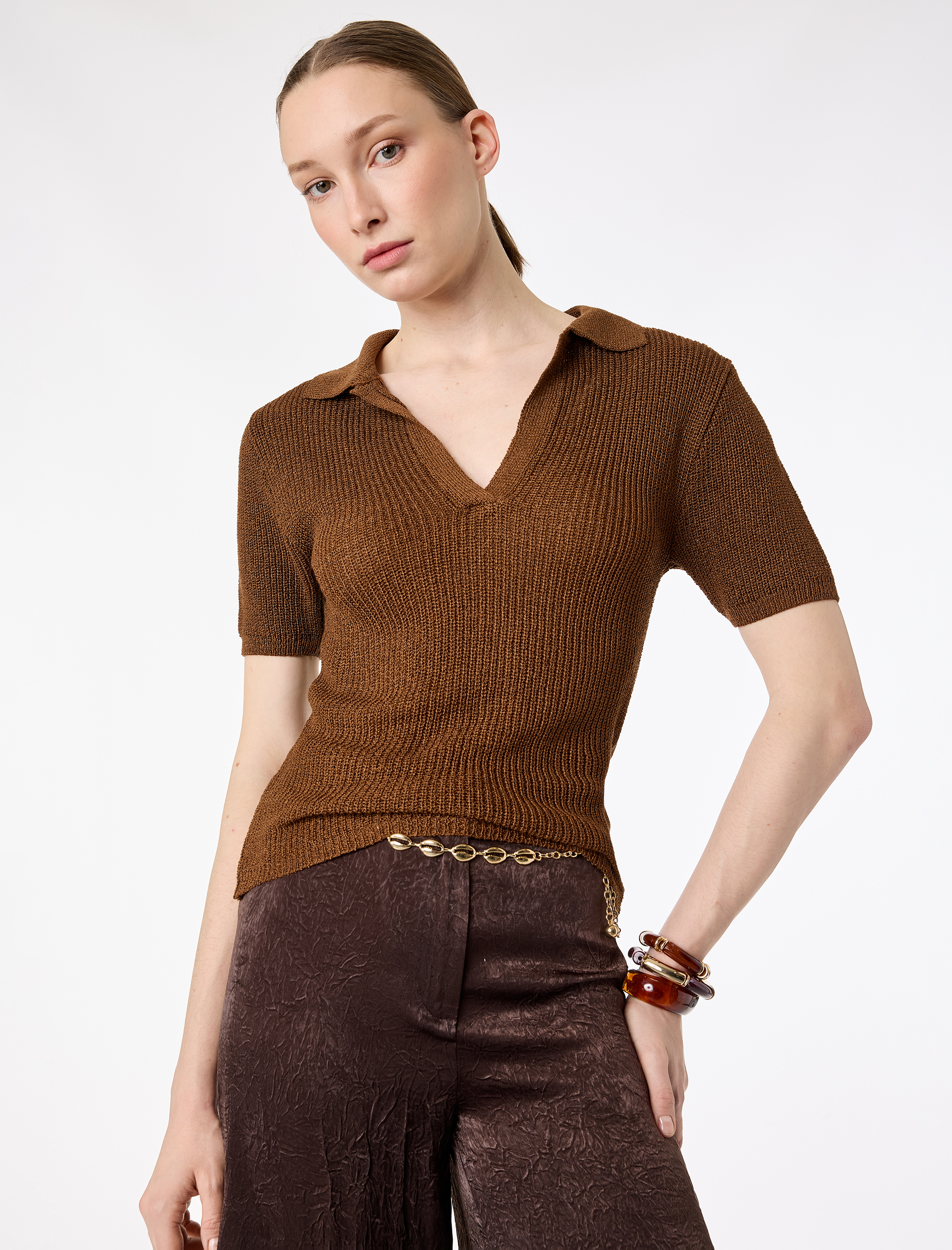   Kısa Kollu Polo Yaka Triko Kazak