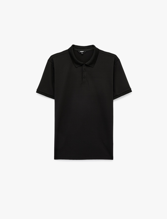  Kısa Kollu Düğmeli Polo Yaka Slim Fit Tişört