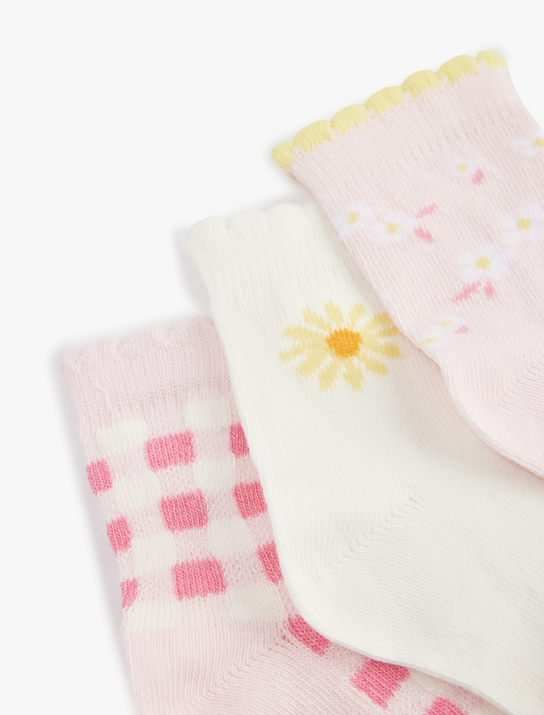  Kız Bebek Çok Renkli Çiçekli 3'lü Çorap