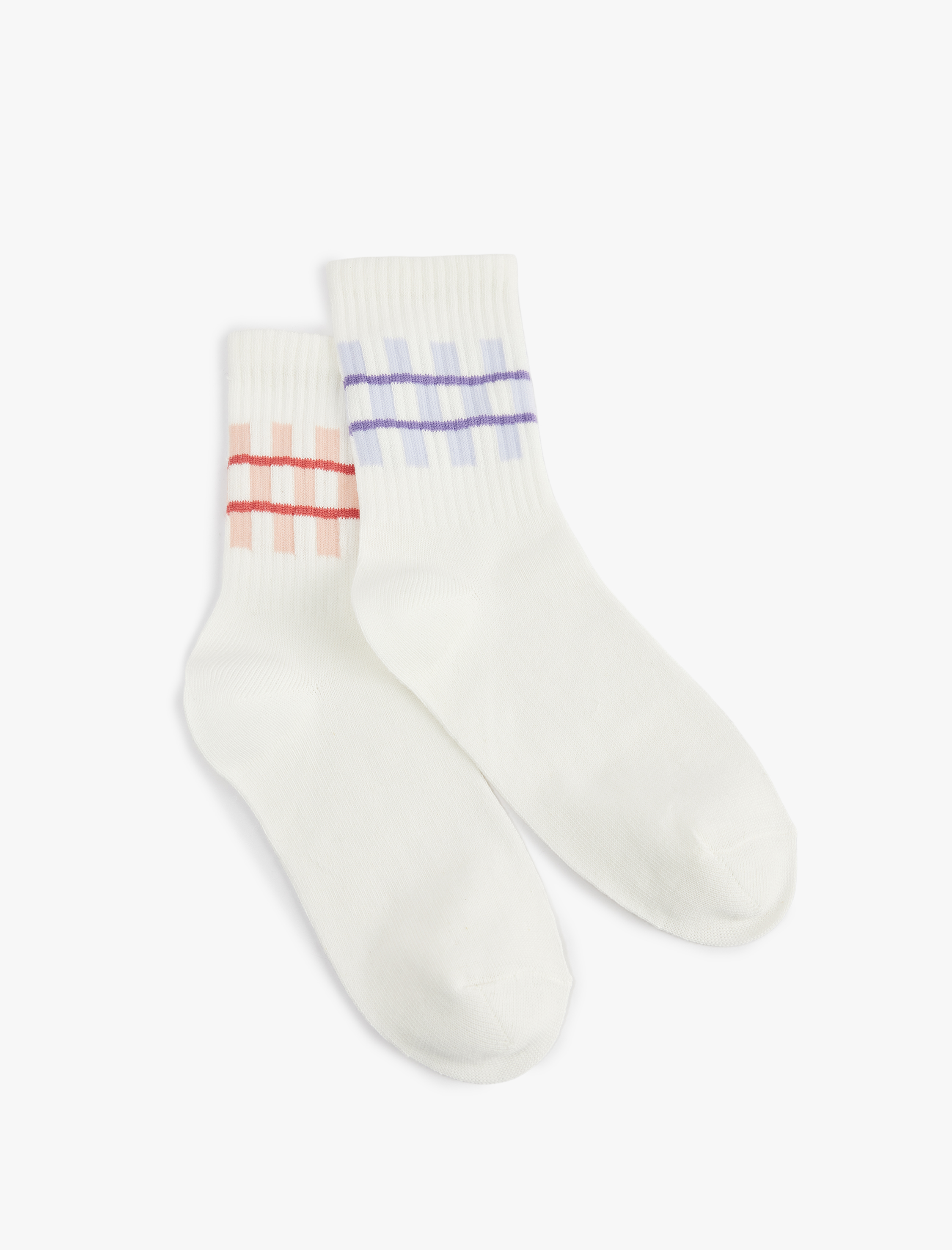  Kız Çocuk 2'li Çizgili Soket Çorap