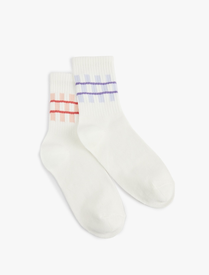Kız Çocuk 2'li Çizgili Soket Çorap