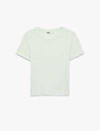 Bisiklet Yaka Kısa Kollu Modal Tişört Pijama Üstü