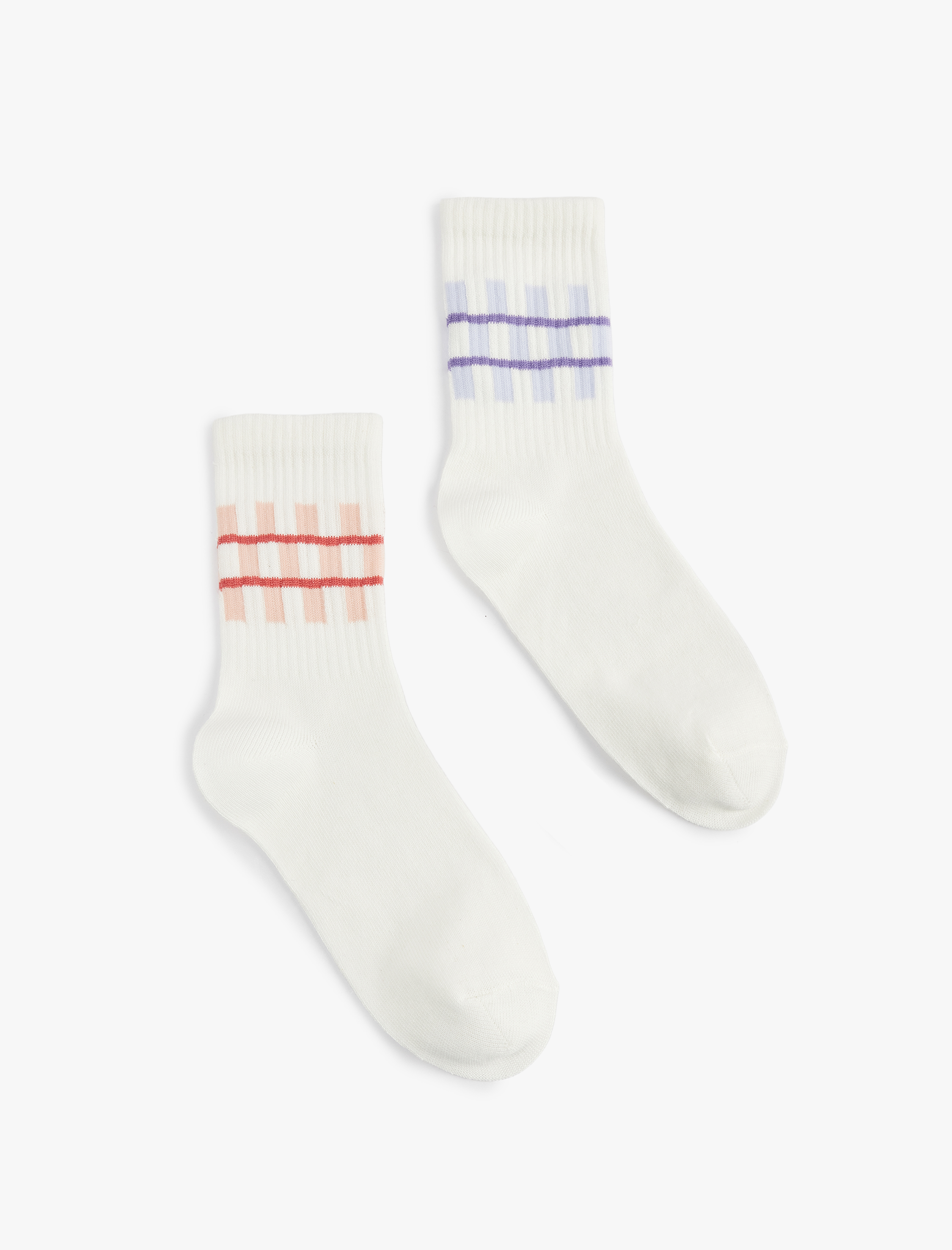  Kız Çocuk 2'li Çizgili Soket Çorap