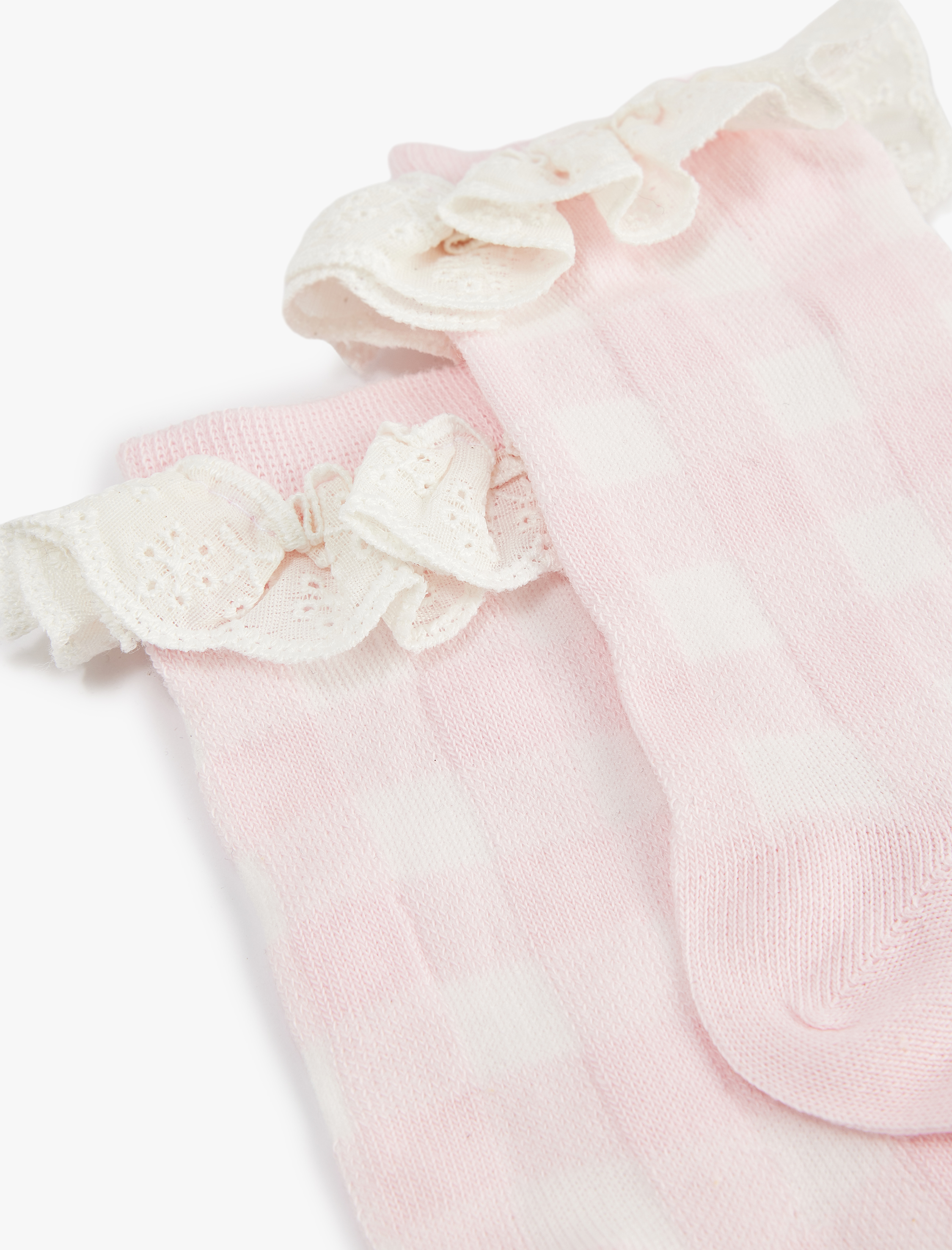  Kız Çocuk Dantel Detaylı Kareli Çorap