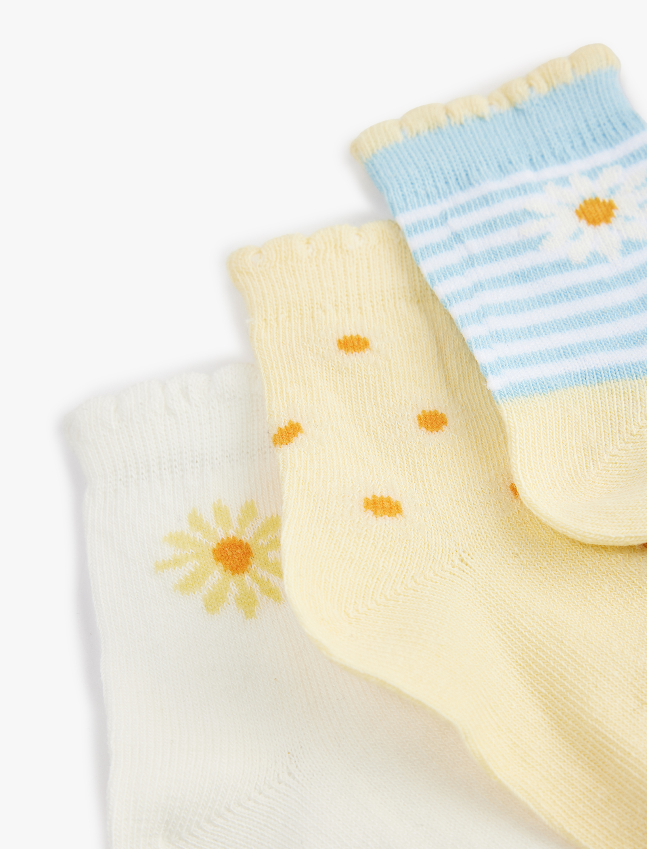  Kız Bebek Çok Renkli Çiçekli 3'lü Çorap