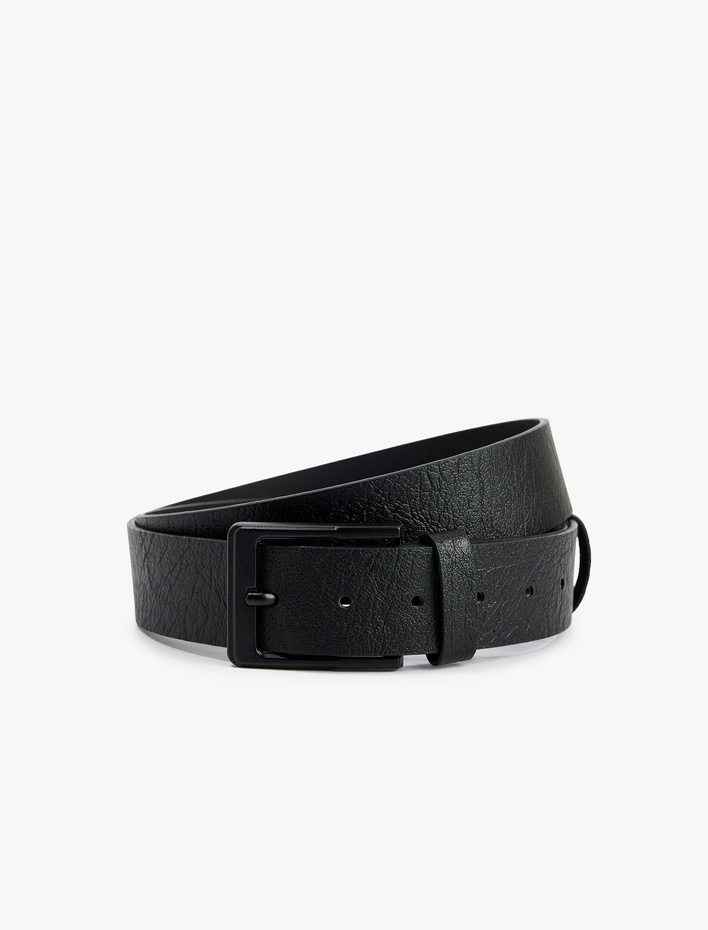 Erkek Dikdörtgen Tokalı Suni Deri Kemer