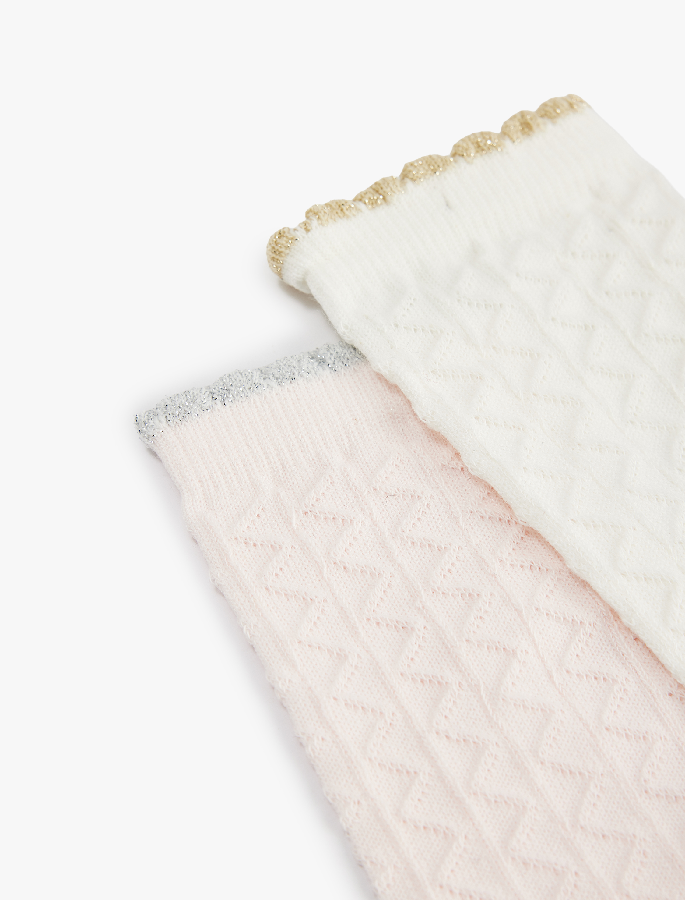  Kız Çocuk Pamuk Karışımlı Dokulu 2'li Soket Çorap