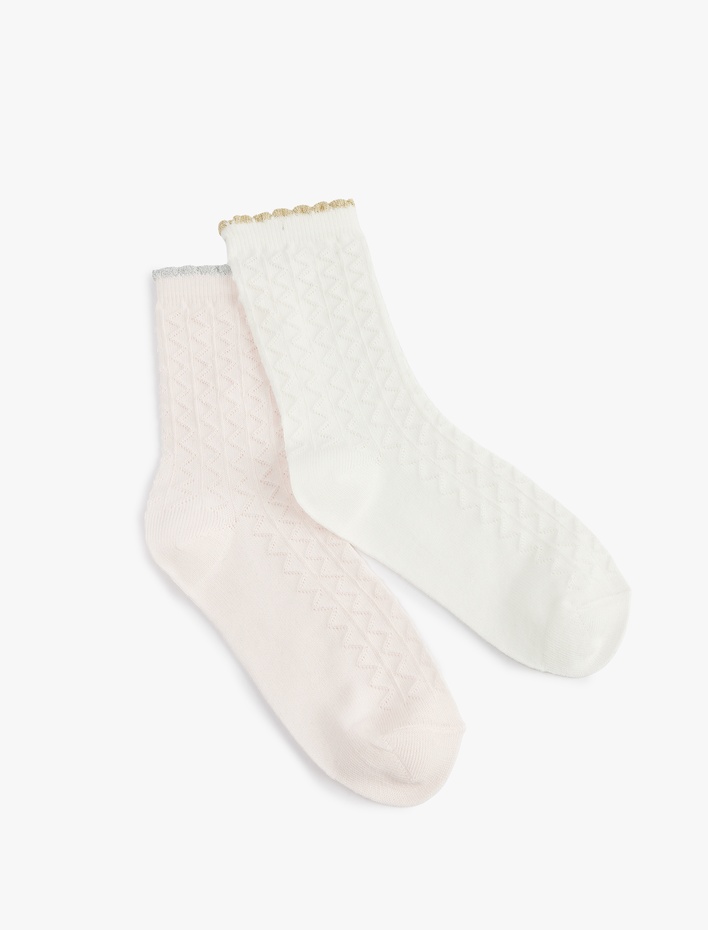 Kız Çocuk Pamuk Karışımlı Dokulu 2'li Soket Çorap
