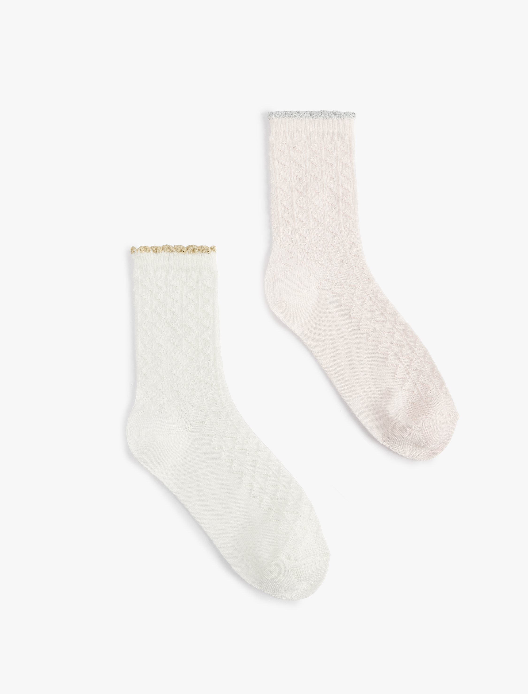  Kız Çocuk Pamuk Karışımlı Dokulu 2'li Soket Çorap