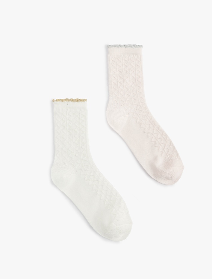 Kız Çocuk Pamuk Karışımlı Dokulu 2'li Soket Çorap