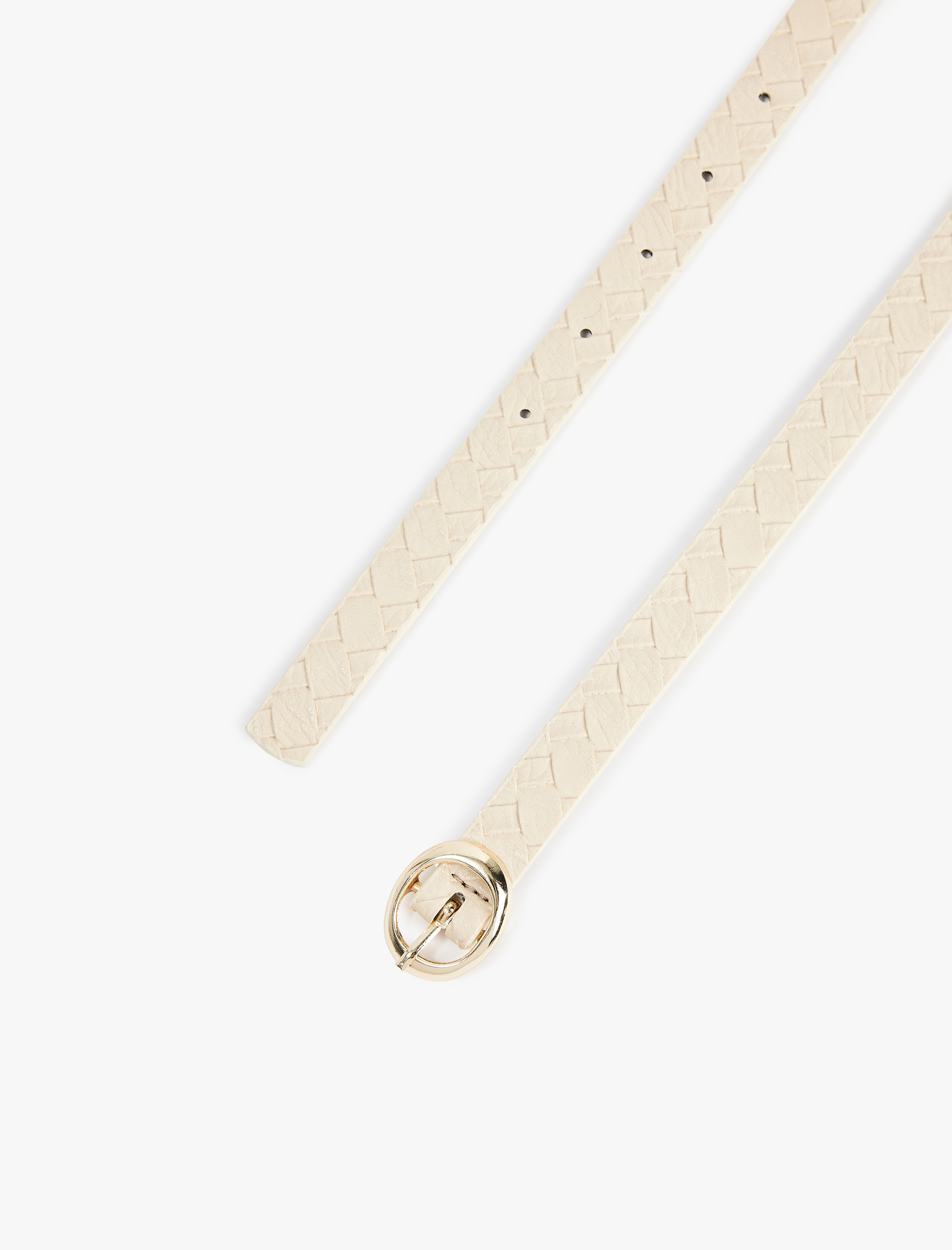  Kadın Örgü Dokulu Metal Tokalı Suni Deri Kemer