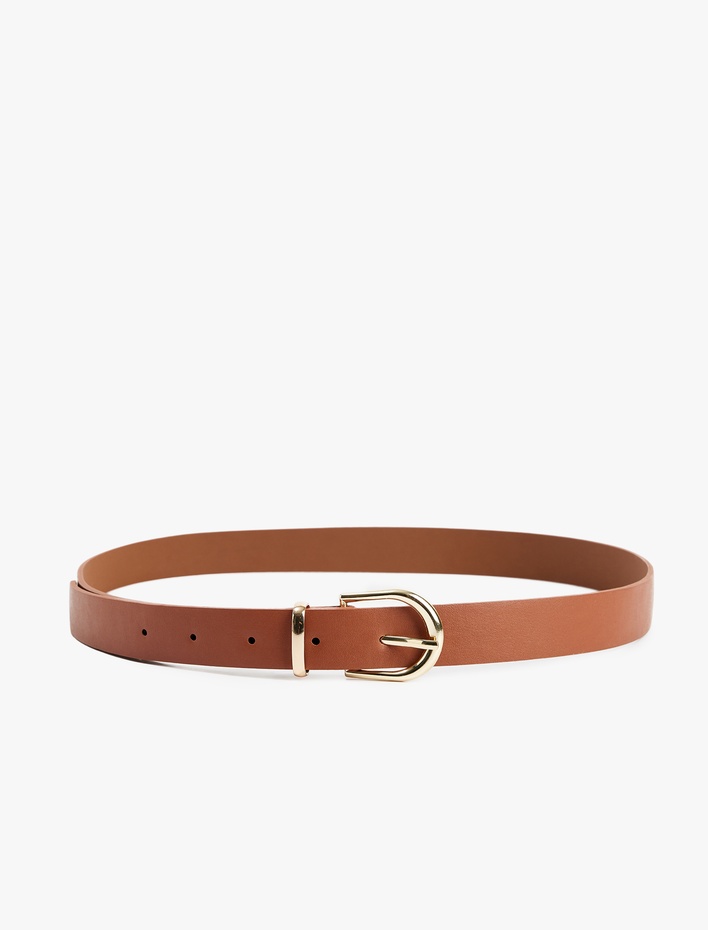 Kadın Metal Tokalı Deri Görünümlü Kemer