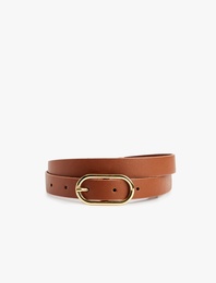 Metal Tokalı Deri Görünümlü Kemer