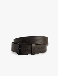 Kare Tokalı Dokulu Suni Deri Kemer