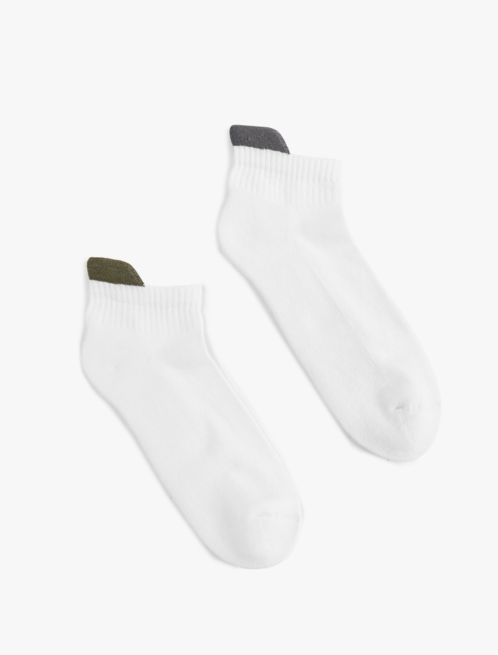 Erkek Renk Kontrast Detaylı Pamuklu 2'li Havlu Patik Çorap Seti