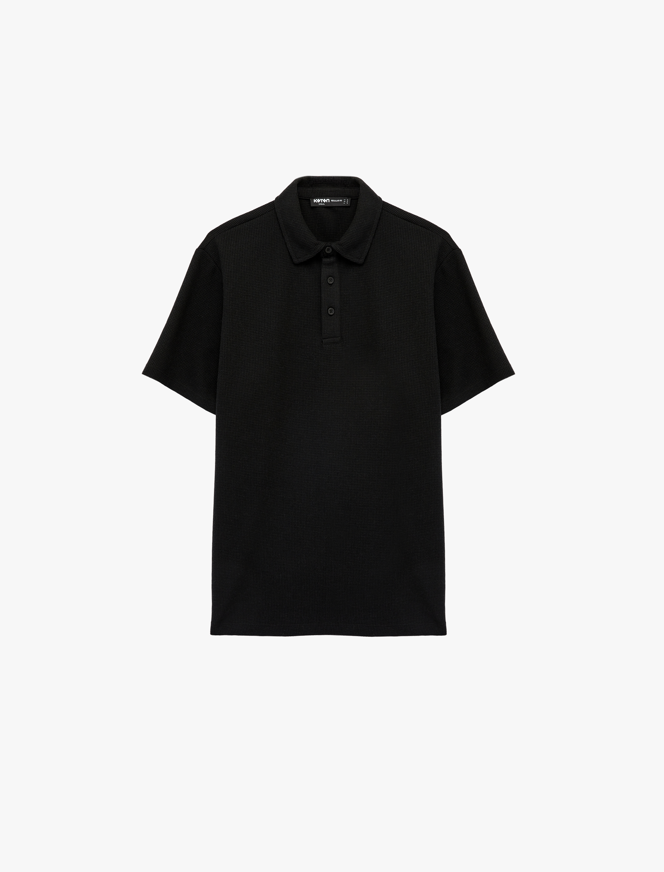   Regular Fit Waffle Dokulu Düğmeli Kısa Kollu Polo Yaka Tişört