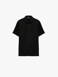 Regular Fit Waffle Dokulu Düğmeli Kısa Kollu Polo Yaka Tişört