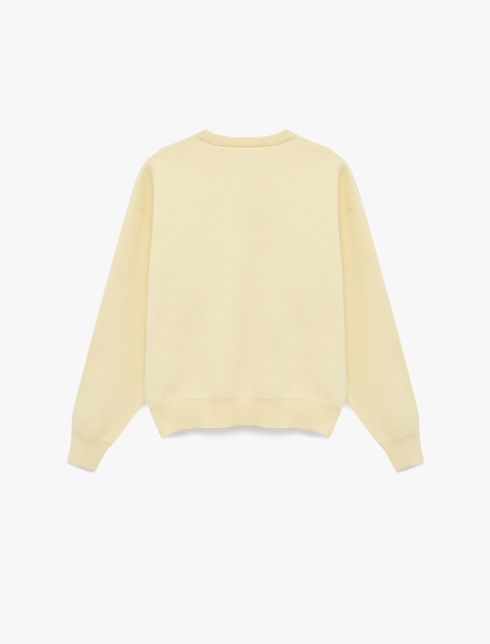  Pamuklu Uzun Kollu Bisiklet Yaka Triko Oversize Kazak