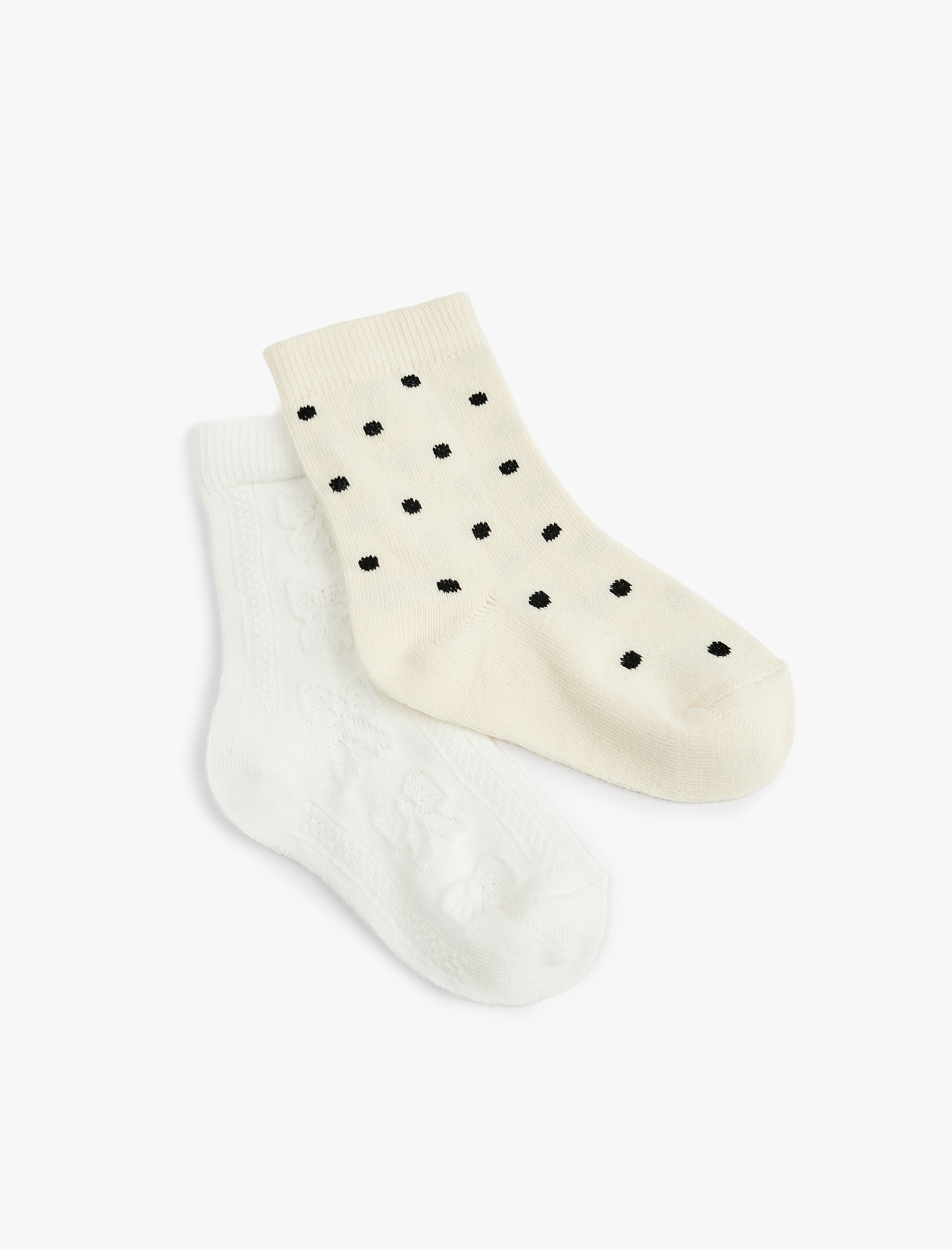  Kız Bebek Pamuklu Desenli 2'li Çorap Seti