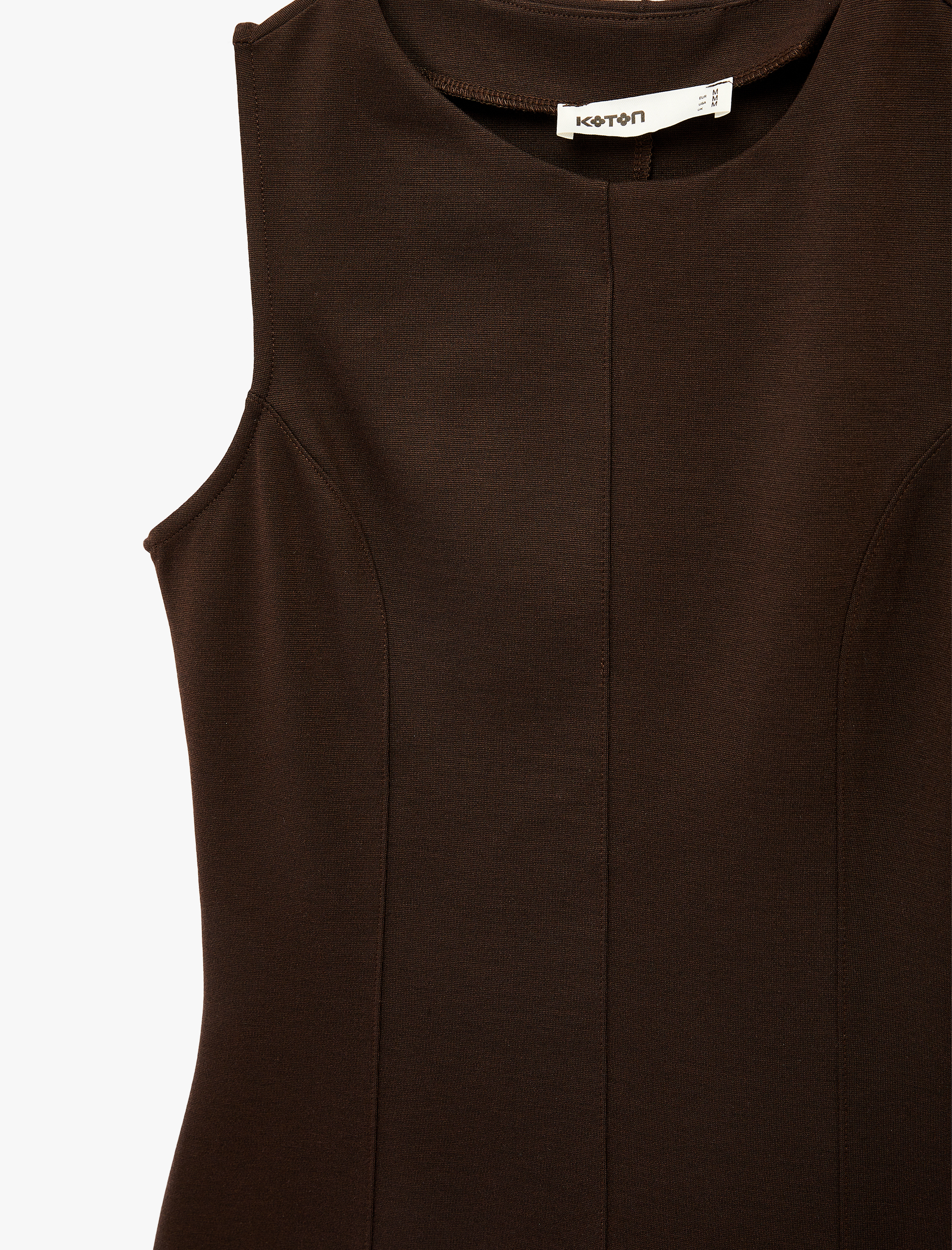   Bisiklet Yaka Kolsuz Midi Kloş Elbise