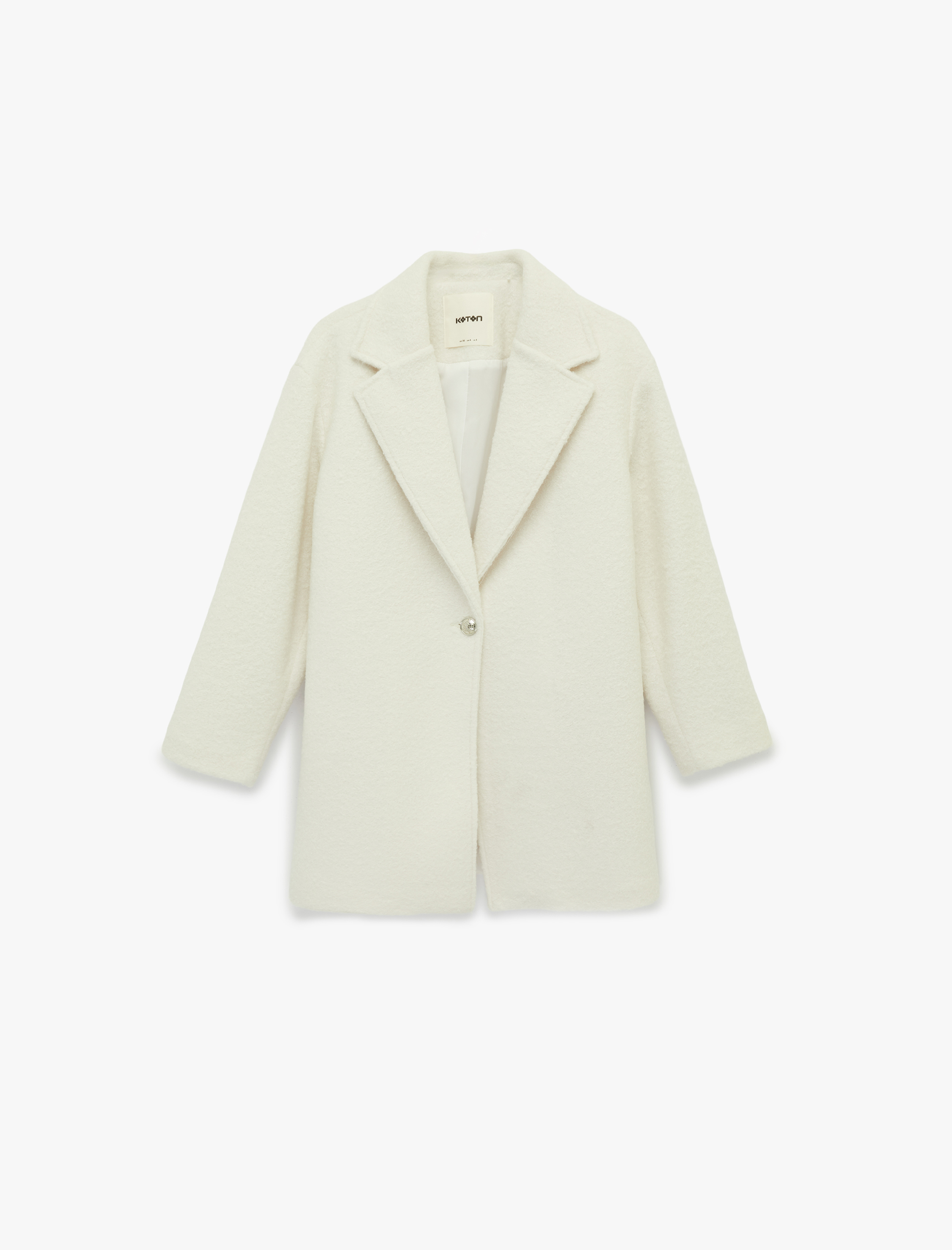   Düğmeli Cepli Uzun Kollu Buklet Kaban