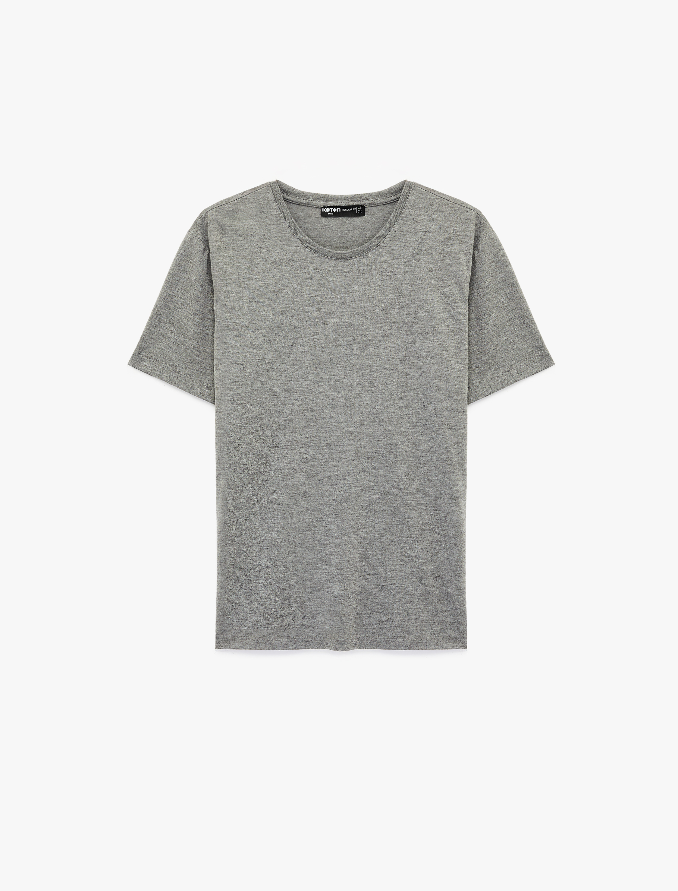   Regular Fit Bisiklet Yaka Viskon Karışımlı Kısa Kollu Tişört