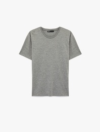 Regular Fit Bisiklet Yaka Viskon Karışımlı Kısa Kollu Tişört