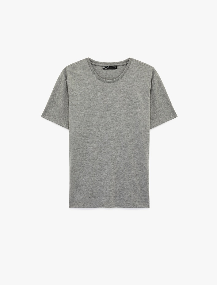  Regular Fit Bisiklet Yaka Viskon Karışımlı Kısa Kollu Tişört