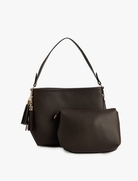 Metal Aksesuarlı Saplı Suni Deri İkili Çanta