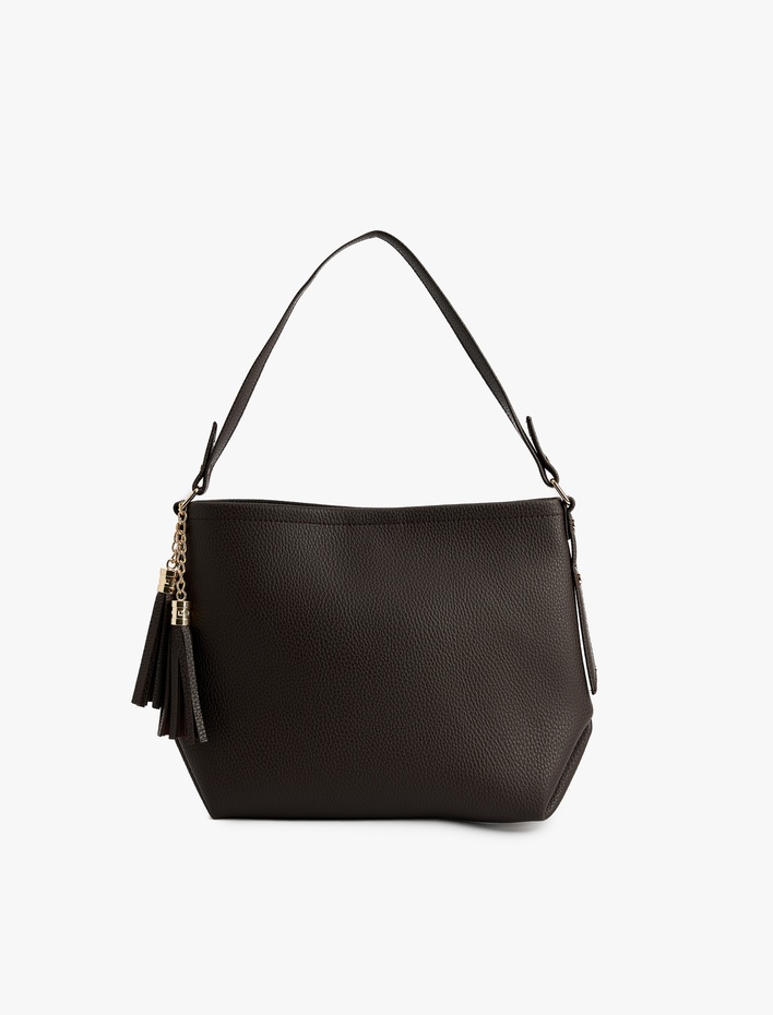 Kadın Metal Aksesuarlı Saplı Suni Deri İkili Çanta