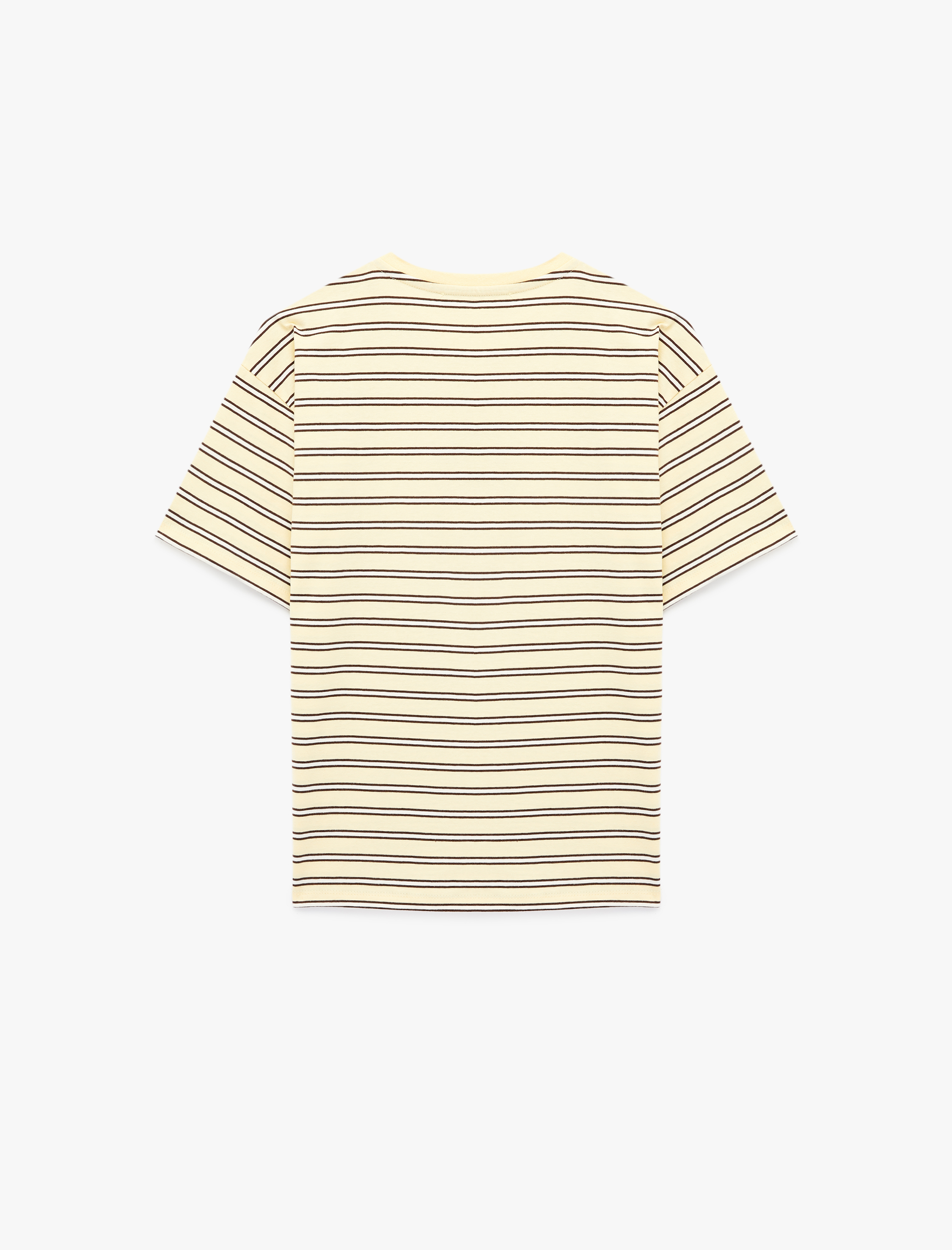   Rahat Kalıp Kısa Kollu Bisiklet Yaka Baskılı Tişört