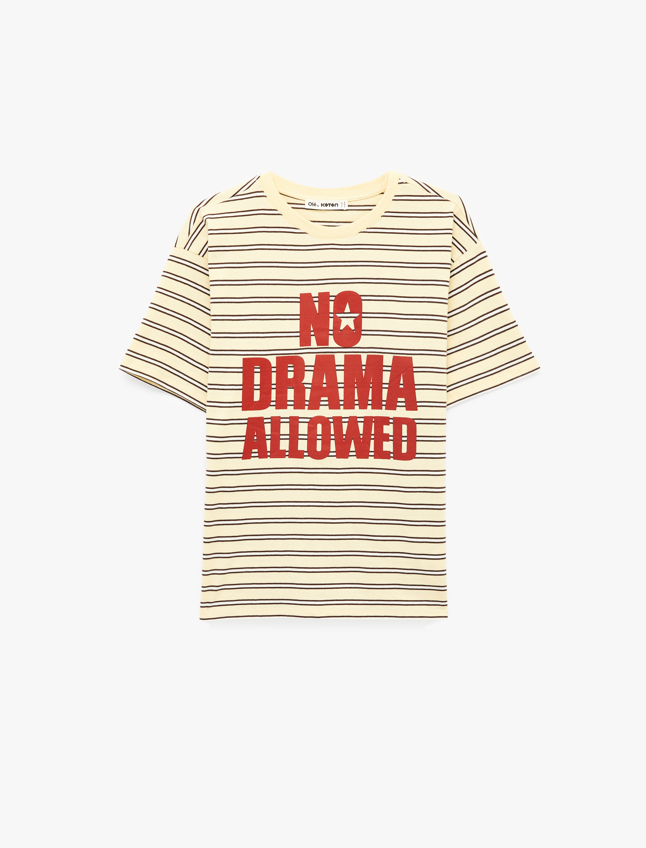   Rahat Kalıp Kısa Kollu Bisiklet Yaka Baskılı Tişört