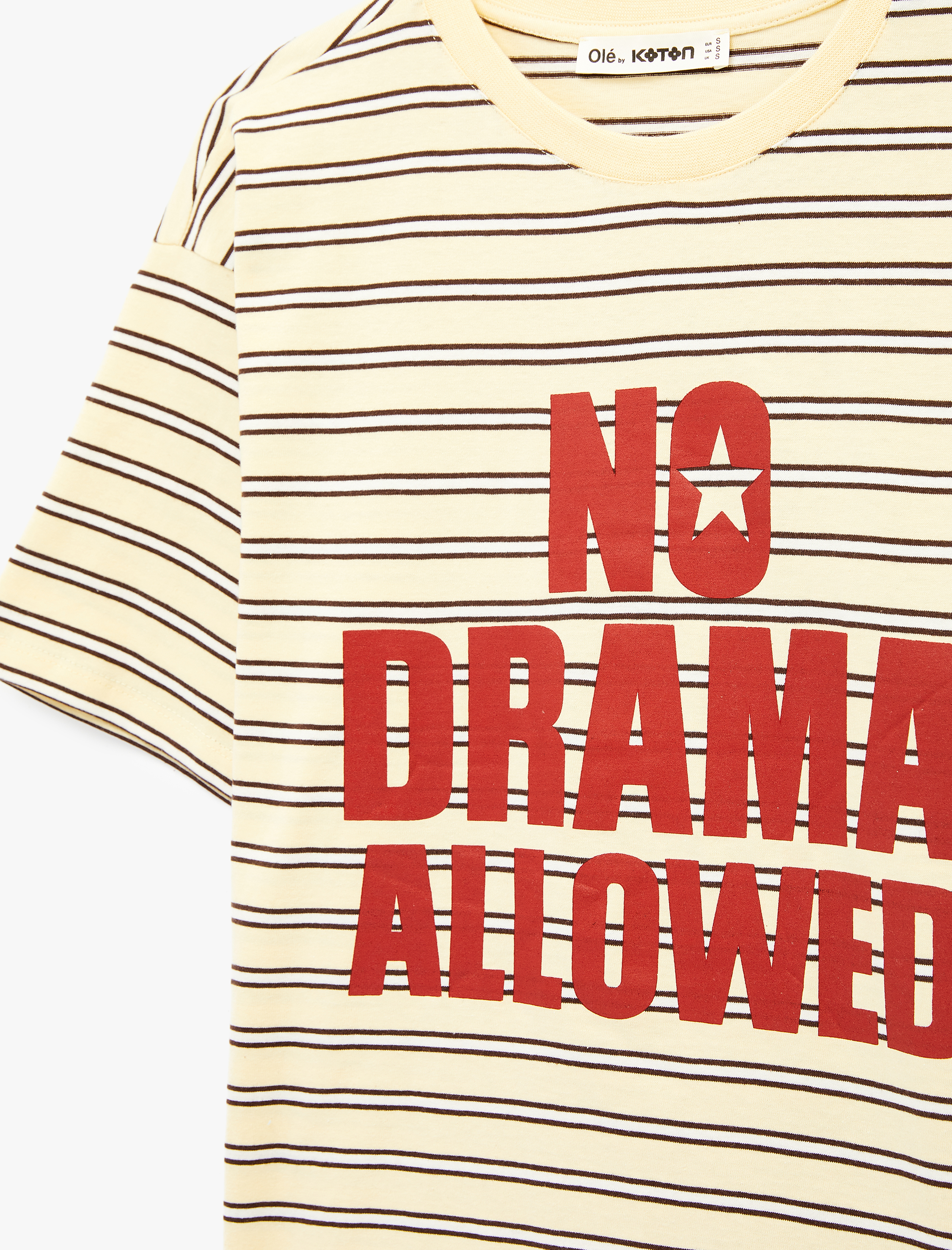   Rahat Kalıp Kısa Kollu Bisiklet Yaka Baskılı Tişört